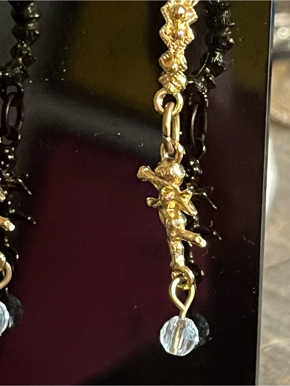 Bundle Cherub Gold and Red Heart Drop Earrings - Women Jewelry - Picture 3 of 3